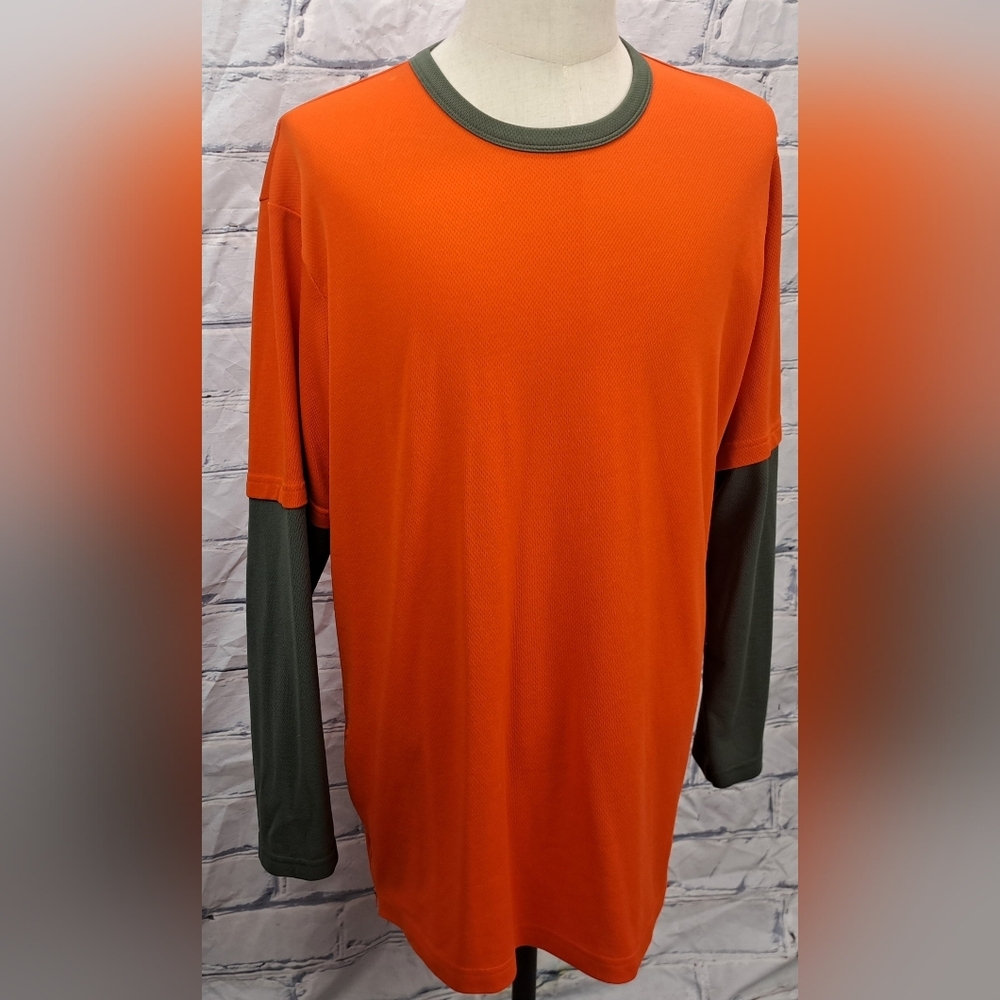 Vintage Quiksilver Layered T-Shirt Tee Skate Skateboard 90s Y2K Orange Green XL